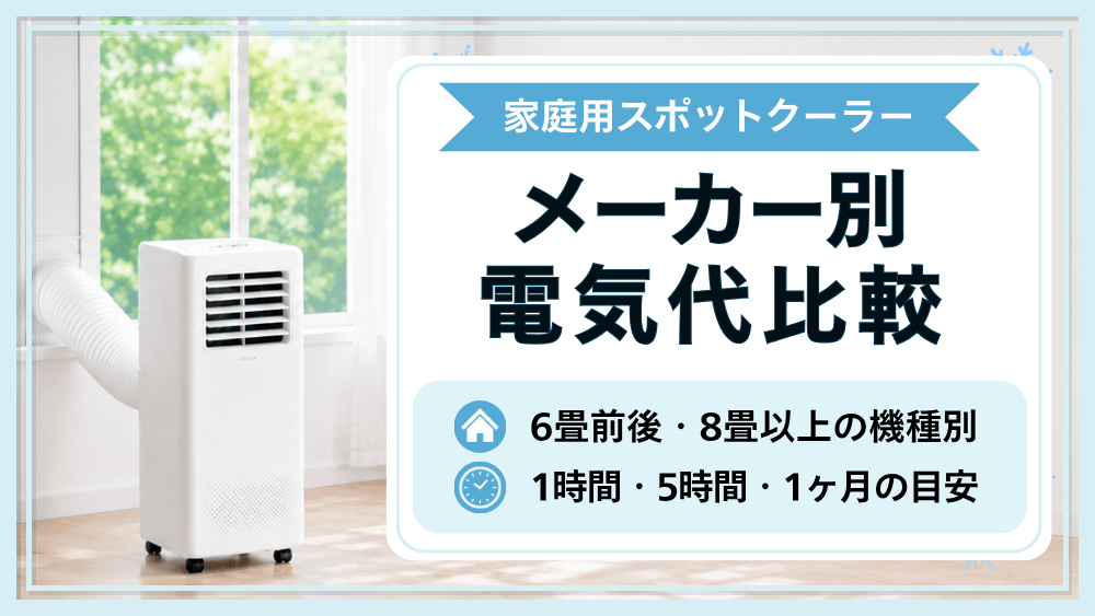 家庭用スポットクーラーの電気代｜メーカー別に計算して